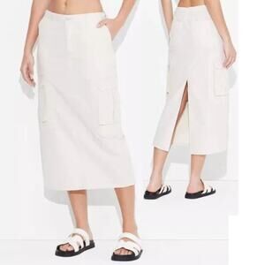 Wild Fable Women's Cargo Maxi Skirt Light Beige Size Medium